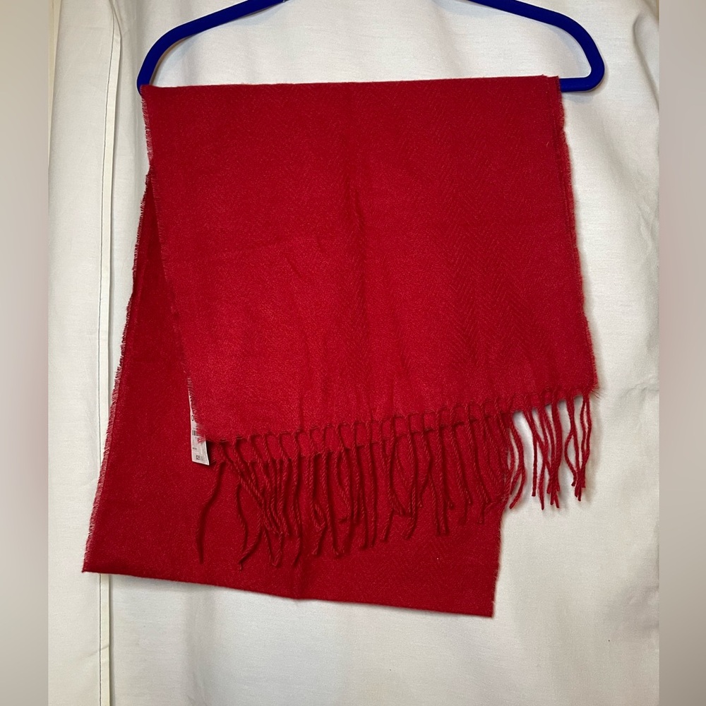 NWT Style & Co Red Winter Scarf Accessory w Fringe and Raw Hem Size O/S